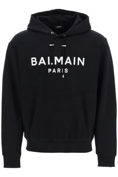 Shop Balmain Black Hoodie With Logo