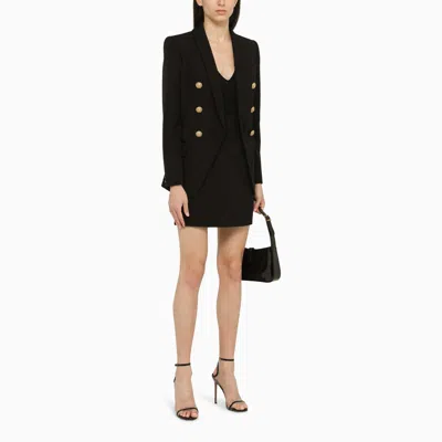 Shop Balmain Classy Black Miniskirt With Gold Buttons For Women