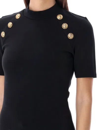 Shop Balmain 6-button Knit T-shirt In Black
