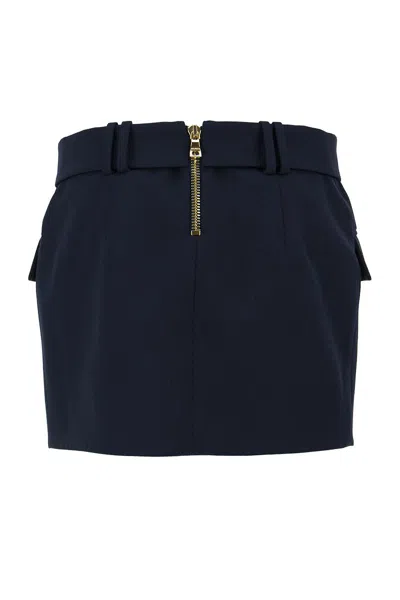 Shop Balmain Blue Low-rise Skirt For Women