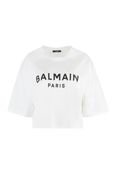 Shop Balmain Classic Cotton Crew-neck T-shirt For Women In White In Black