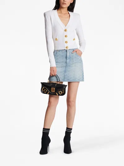 Shop Balmain Cozy Knit Crop Cardigan For Women In White