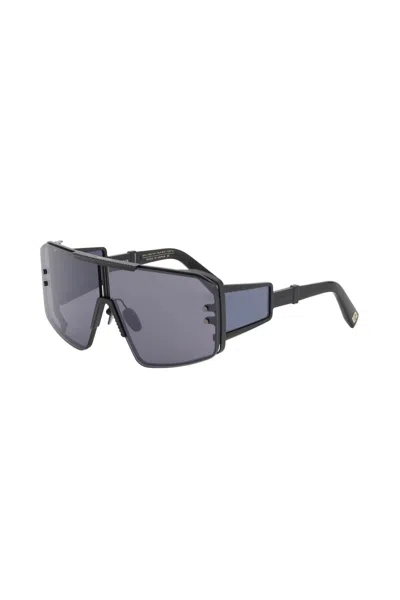 Shop Balmain Luxurious Titanium Mask Sunglasses For Women | Fw23 Collection In Black