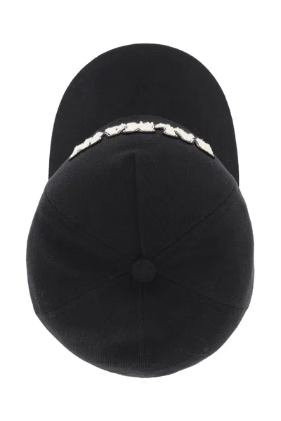 Shop Balmain Men's Black Embellished Baseball Cap For Fw23