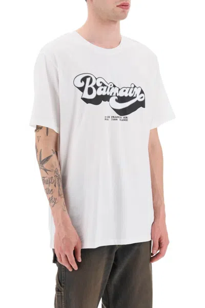 Shop Balmain Men's White 70s T-shirt With Bulky Fit And 100% Organic Cotton