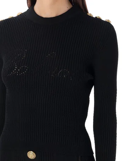 Shop Balmain Signature Knit Jumper For Women In Black