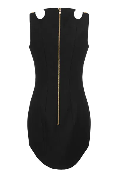 Shop Balmain Sleeveless Wool Dress For Women In Black
