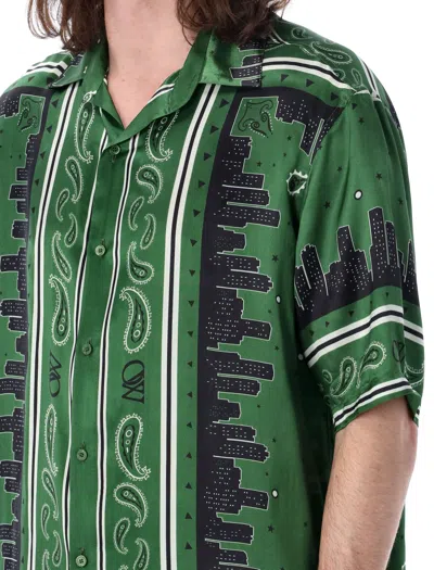 Shop Off-white Bandana Viscose Bowling Shirt For Men In Green By  For Ss24