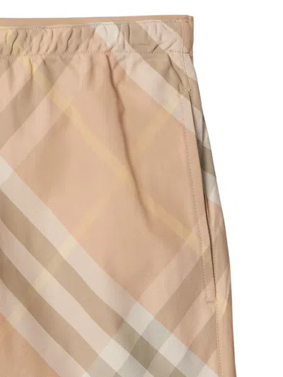 Shop Burberry Men's Check Print Swim Shorts For Ss24 In Tan
