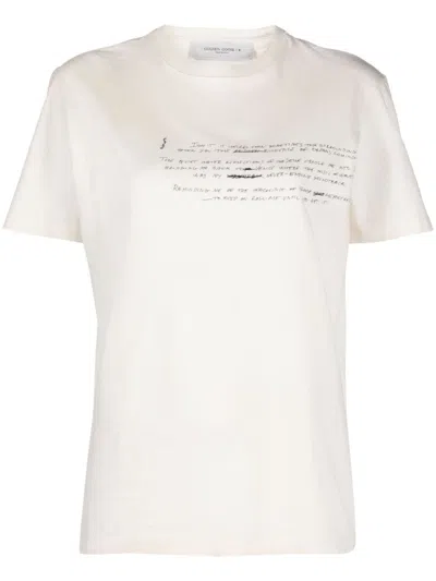 Shop Golden Goose Beige Distressed Cotton T-shirt From 's Journey Collection In White