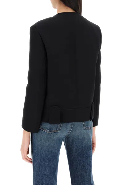 Shop Khaite Black Creasedêpleated Jacket For Women | Short Single-breasted Design By