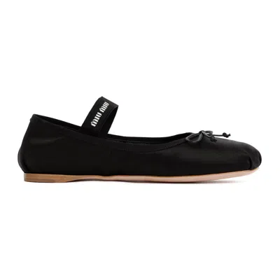 Shop Miu Miu Black Flat-heeled Ballerina Shoes For Women By
