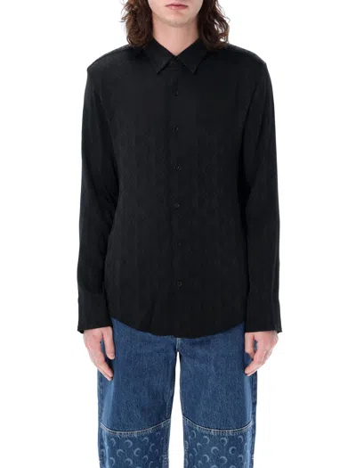 Shop Marine Serre Black Jacquard Viscose Shirt For Men By