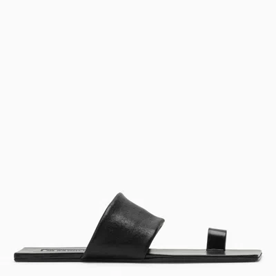 Shop Jil Sander Black Leather Low Sandals For Women By