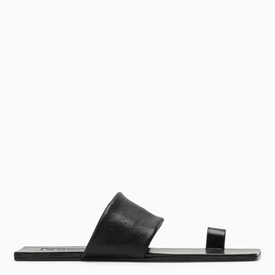 Jil Sander Square Open-toe Leather Sandals In Black