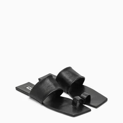 Shop Jil Sander Black Leather Low Sandals For Women By