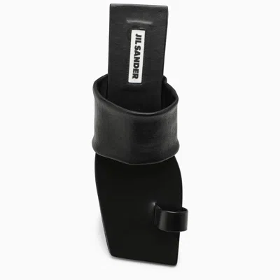 Jil Sander Square Open-toe Leather Sandals In Black