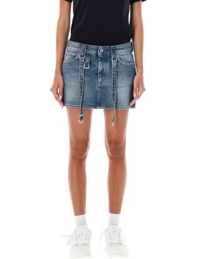 Shop Off-white Blue Cargo Mini Skirt For Women By