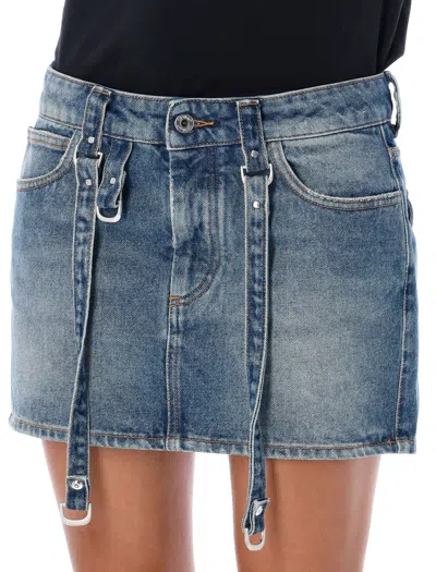Shop Off-white Blue Cargo Mini Skirt For Women By