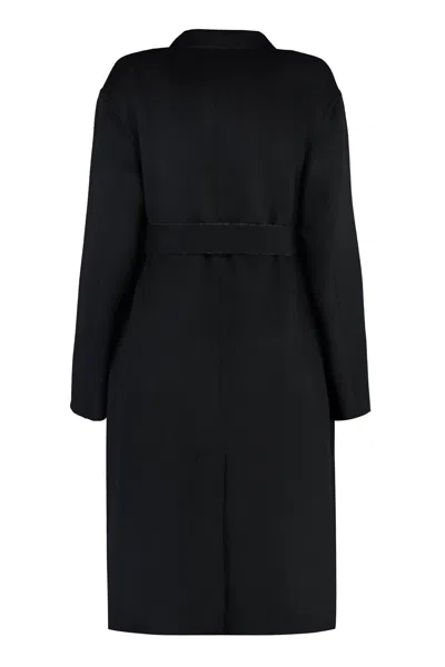 Shop Hugo Boss Women's Double-breasted Wool Blend Jacket In Black