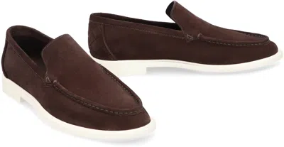 Shop Bottega Veneta Stylish Brown Suede Loafers For Men