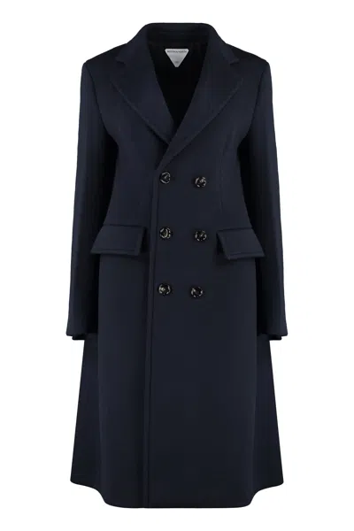Shop Bottega Veneta Blue Wool Jacket For Women In Black