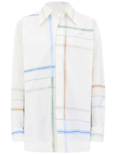 Shop Bottega Veneta Checkered Cotton Shirt For Women In White