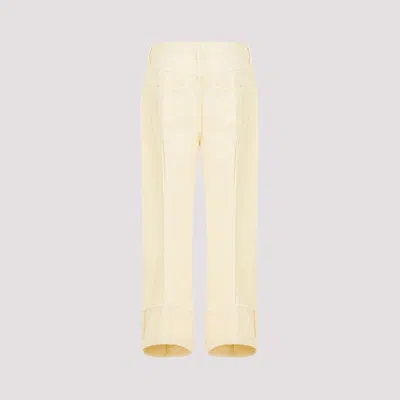 Shop Bottega Veneta Yellow Cotton Jeans For Women In Ss24 Collection