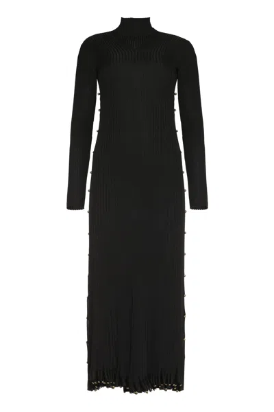 Shop Bottega Veneta Elegant Black Pleated Dress For Women