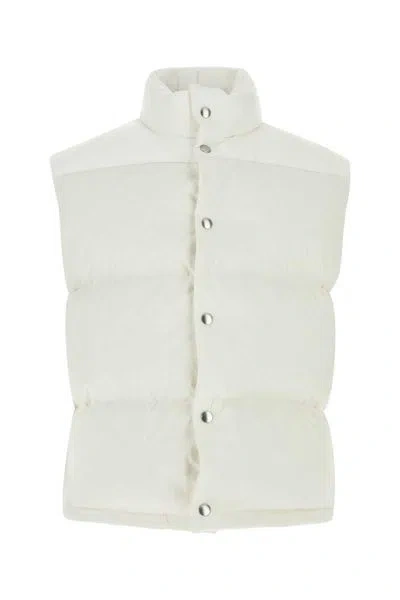 Shop Bottega Veneta Elegant Buttoned Raffia And Linen Gilet In White