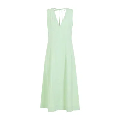 Shop Bottega Veneta Green Compact Cotton Midi Dress