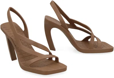 Shop Bottega Veneta Green Cut-out Detail Rubber Sandals For Women In Brown