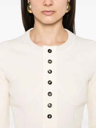 Shop Bottega Veneta Long Sleeve V-neck Top In White