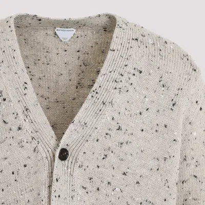 Shop Bottega Veneta Men's Gray Embroidered Linen Cardigan For Ss24 In Grey