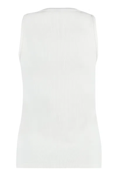 Shop Bottega Veneta Women's White Cotton Tank Top For Ss23