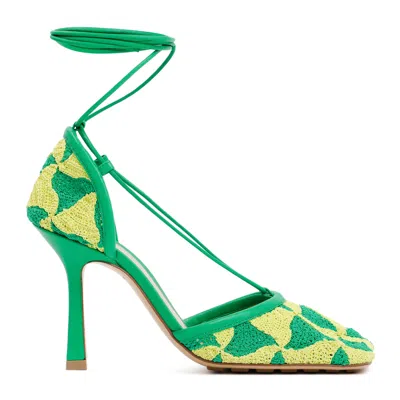 Bottega Veneta Phantom Crochet Stretch Lace-up Sandals In Green