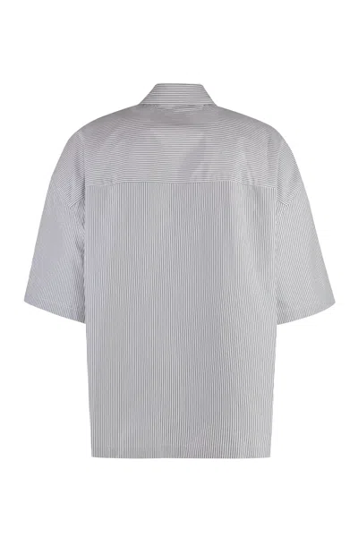 Shop Bottega Veneta Striped Motif Overshirt For Men In Gray