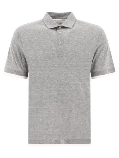 Shop Brunello Cucinelli "faux Layering" Polo Shirt In Gray
