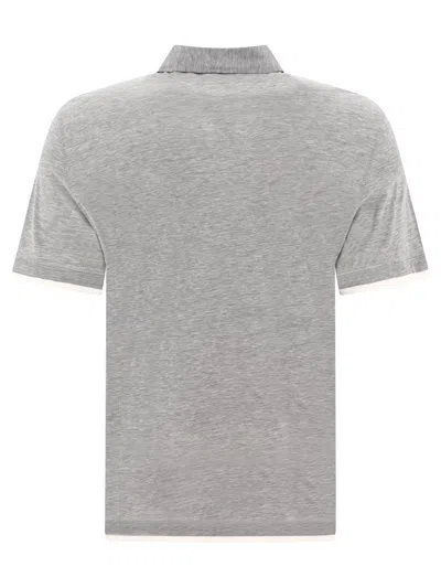 Shop Brunello Cucinelli "faux Layering" Polo Shirt In Gray