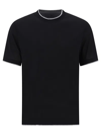 Shop Brunello Cucinelli "faux Layering" T-shirt In Black