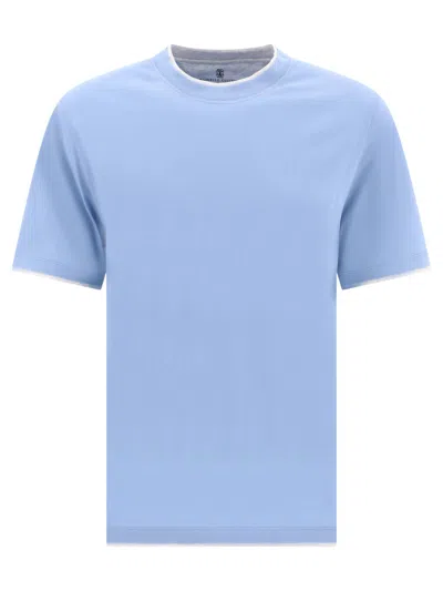 Shop Brunello Cucinelli "faux Layering" T-shirt In Light Blue