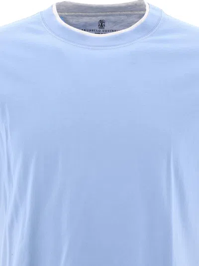 Shop Brunello Cucinelli "faux Layering" T-shirt In Light Blue
