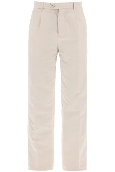 Shop Brunello Cucinelli Men's Cotton And Linen Gabardine Pants For Spring/summer 2024 In Beige
