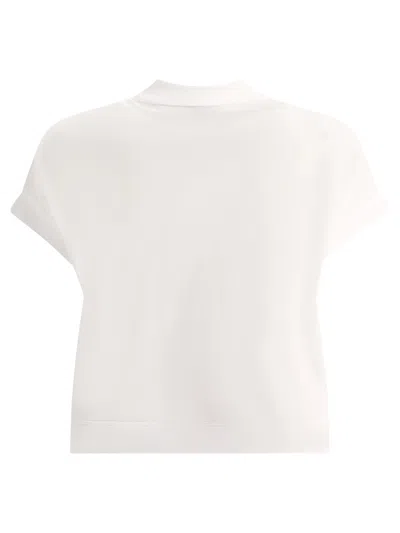 Shop Brunello Cucinelli Dazzling Cotton Piqué Polo Shirt For Women In White