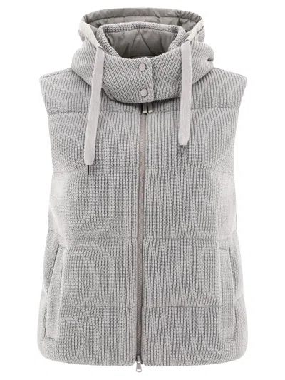 Shop Brunello Cucinelli Dazzling Gray Down Vest For Women