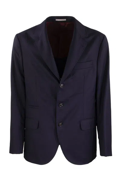 Shop Brunello Cucinelli Deconstructed Single-breasted Virgin Wool Jacket For Men In Blue