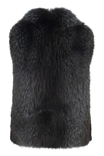 Shop Brunello Cucinelli Glamorous Blue Fox Fur Waistcoat For Women | Fw17 Collection