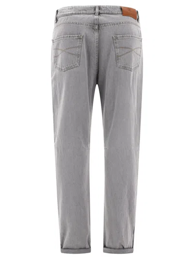 Shop Brunello Cucinelli Gray Grayscale Denim Jeans For Men