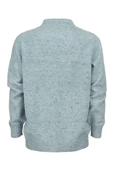 Shop Brunello Cucinelli Luxurious Blue Crew-neck Wool And Cashmere Mix Sweater For Men In Light Blue