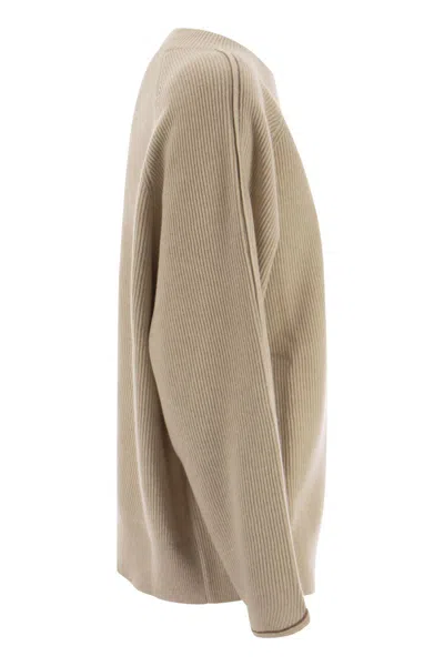 Brunello Cucinelli Women's Cashmere Sweater With Monile In Sand